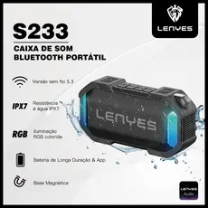 Caixa de Som Bluetooth Inteligente Portátil 5.3 | TWS | IPX7 | RGB | Controle por Aplicativo-LENYES