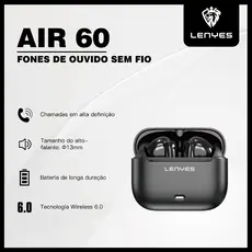 Fone de Ouvido Bluetooth Sem Fio, Som de Alta Fidelidade, 20h de Bateria e Microfone – LENYES