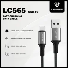 Cabo Carregador Tipo C 12W 1 / 2 Metros Reforçado LENYES