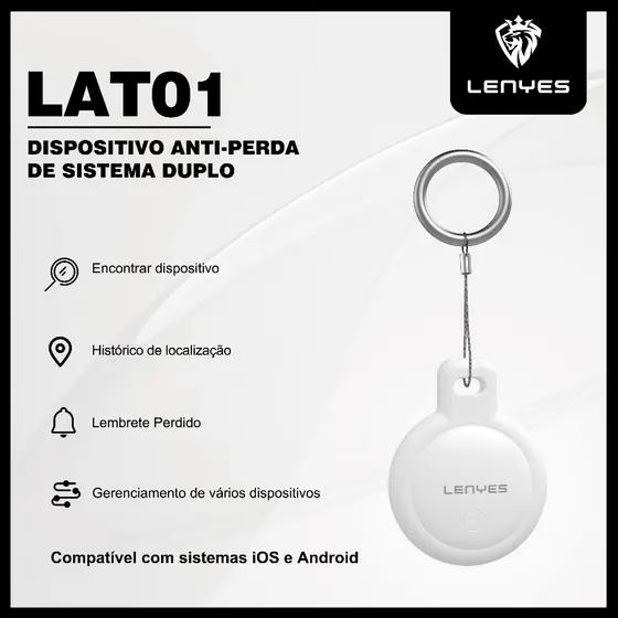 Rastreador GPS Inteligente Mini Tag ITAG Anti-Perda, Compatível com Android e IOS, para Bagagem, Chaves, Carteira LENYES