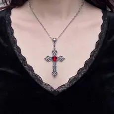 Colar Pingente Cruz Gótica Estilo Punk Emo Vitoriano Medieval Para Cosplay Rock Metal
