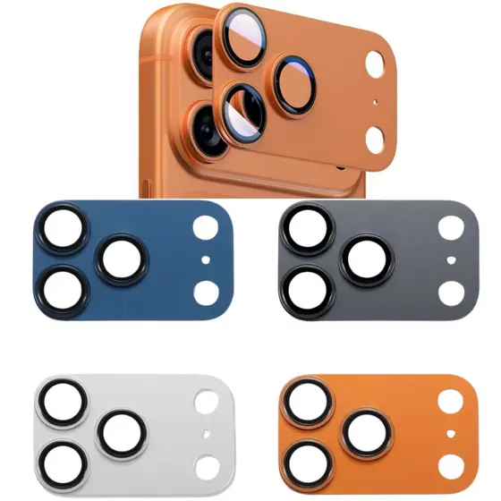 Película Metálica Protetora Câmera P/ Compatível IPhone 17Pro / 17 Pro Max Vidro Temperado Metal
