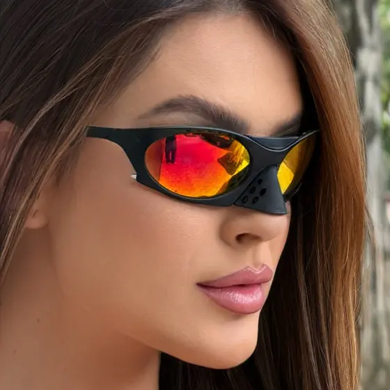 Óculos de Sol Conceito Bico de Pato Hastes Diferenciadas Lente UV400