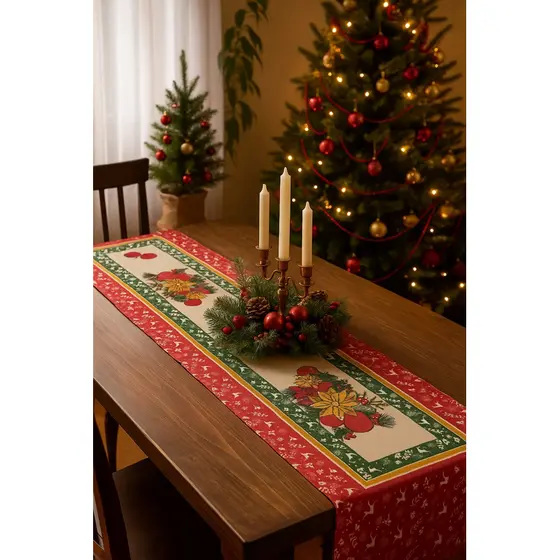 Caminho de Mesa Trilho de Mesa "Noel e Trenó" (1,40m x 0,40m)