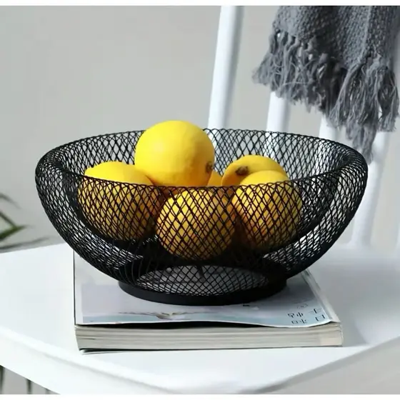Fruteira de Metal Telada Preta – Moderna e Elegante
