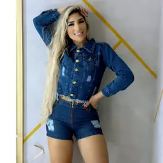 Jaqueta Jeans Escuro 7 Botoes Cobertos VESTINDO-SE BEM