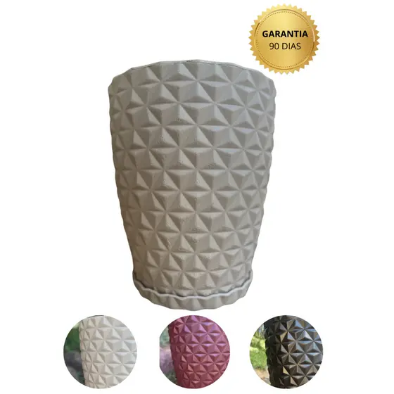 Vaso para decoração e plantas - polietileno diamante P COM PRATO COLETOR