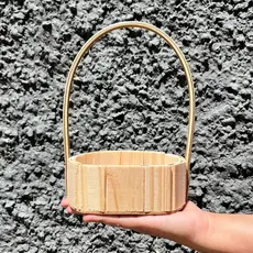 Kit 10 Cestas Oval Madeira Pinus 13cm Artesanal para Presente Lembrancinha Decoração