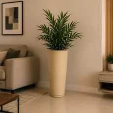 Vaso para Plantas Coluna Ibiza Escovada P 59 cm Com Prato Coletor