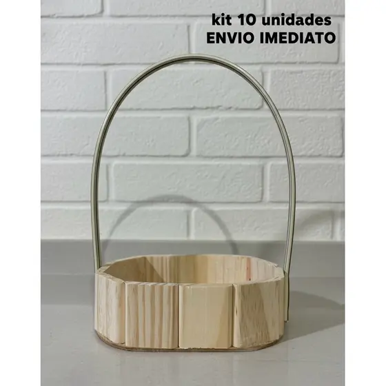Kit 10 Cesta De Madeira 18 cm Cesta Oval 18x13 Natal