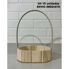 Kit 10 Cesta De Madeira 18 cm Cesta Oval 18x13 Natal