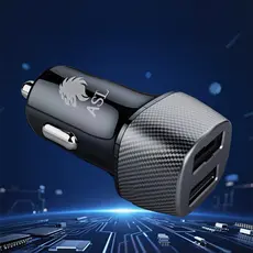 KIT CARREGADOR VEICULAR 2.4A DUAS PORTAS USB COM CABO USB LIGHTNING IPHONE/TIPO-C ASL