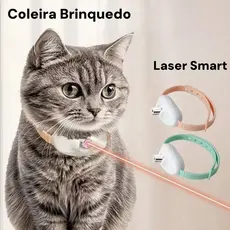Coleira Inteligente com Laser Gatos se Divertirem Recarregável USB Seguro Autoentretenimento LED Infravermelho
