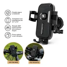 Suporte de Celular ASL Giratorio para Moto e Bicicleta Anti-Vibração Travamento Rápido