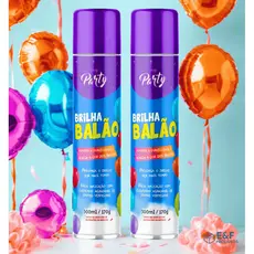 Kit 2 Spray Brilha Balão 300ml – Brilho Intenso para Bexigas e Balões de Festa, Maior Durabilidade e Acabamento Profissi