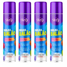 Kit 4 Spray Brilha Balão 300ml – Brilho Intenso para Bexigas e Balões de Festa, Maior Durabilidade e Acabamento Profissi