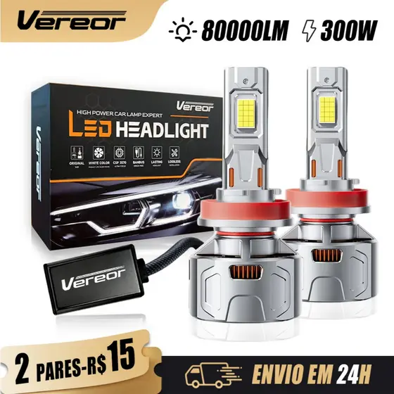 Par Lâmpada LED X12 300W 80000LM 6000K Super Brilhante Para Carros Sedã H1/H3/H4/H7/H11/9005/9006 Frete Grátis