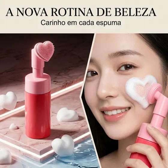 Frasco Bomba De Espuma Com Escova De Silicone Para Limpeza Facial 100ml