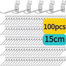 100 Ganchos Expositores 15 cm (15cm de Comprimento) para Painel Canaletado Aço Zincado