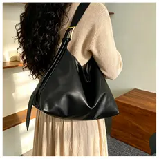 Bolsa Feminina Tote Preta Grande Capacidade Ombro Transversal Trabalho Dia a Dia & Bolsa feminina media
