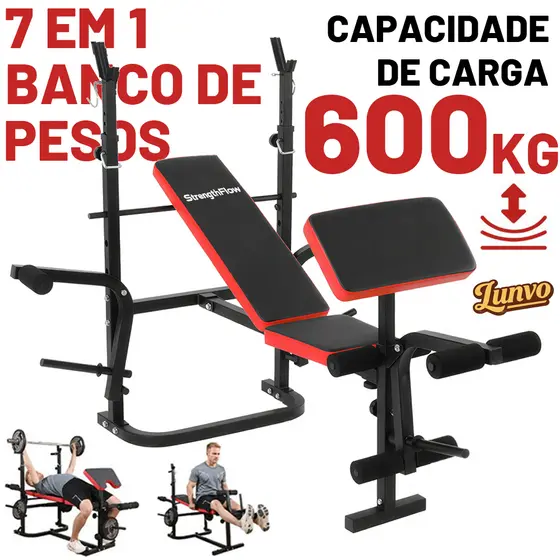 Estação de Musculação Banco para Supino com Encosto Ajustável