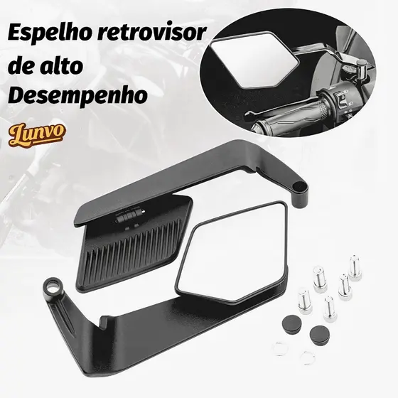 Espelho Retrovisor New Airfoil Asa de Vento Universal Alumínio CNC Ajustável Giratório para Motos