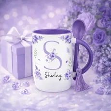 Caneca de Colher Personalizada Pingente Nome Letra Presente