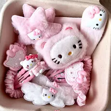 Conjunto de 2 peças de presilhas de cabelo da Hello Kitty, presilhas de cabelo de gato fofas e doces.