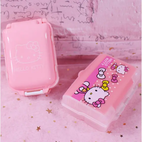 Caixa de Armazenamento de Pílulas Hello Kitty 365 Life/Mini Caixa de Pílulas Portátil