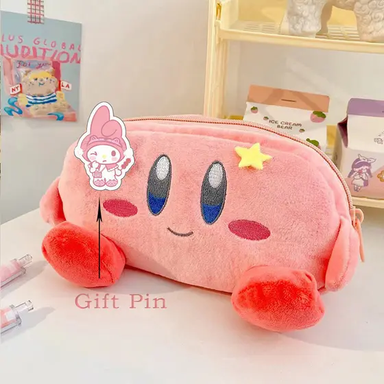 Estojo de lápis kawaii para meninas de volta às aulas, estojo de pelúcia, caixa fofa de grande capacidade para maquiagem