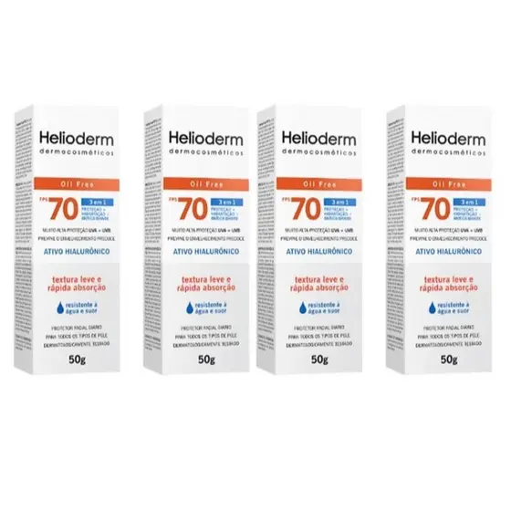 Protetor Solar Facial Helioderm FPS70 Oil Free sem Cor 50g