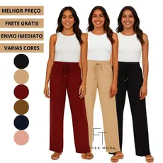 CALÇA PANTALONA Soltinha Duna cintura alta Feminina com elastex M ao EXG