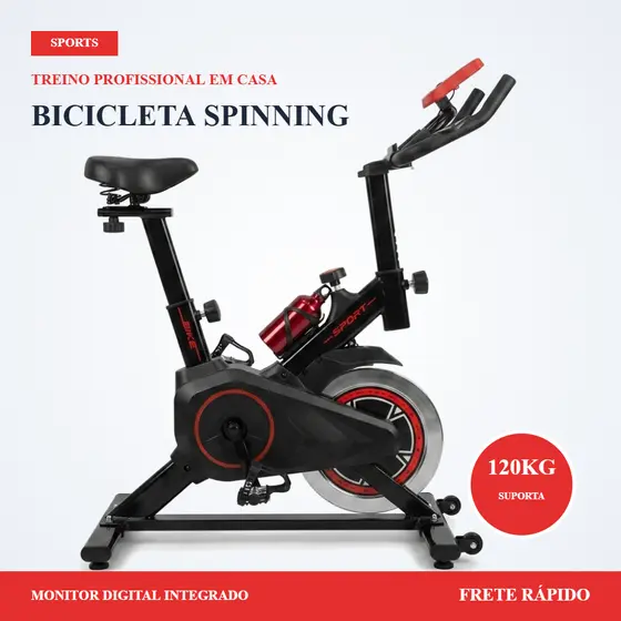 Bicicleta Ergométrica Aguenta até 120 kg. Bike Academia Spinning Inércia