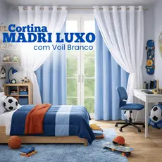 Cortina Com Voil Sala Quarto Menino Menina Para Janela 2,80x1,70 Tecido Antialérgico Varão Simples