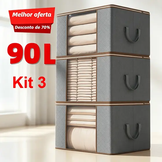 KIT 3/6 Sacos de Armazenamento | Organizador de Guarda-Roupa Roupas Viagem Anti Poeira Umidade Dobrável Multiuso