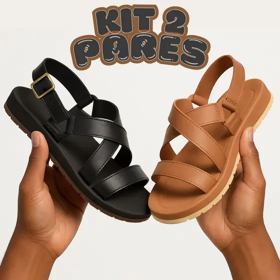 Kit 2 Pares Sandália Papete Feminina Injetada Anatômica Macia - Dunas