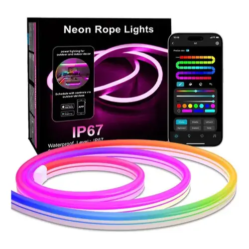 Fita De Led Neon Rgb 20 Metros Iluminação Super Pontente Flexivel A Prova Dagua Com Controle Remoto