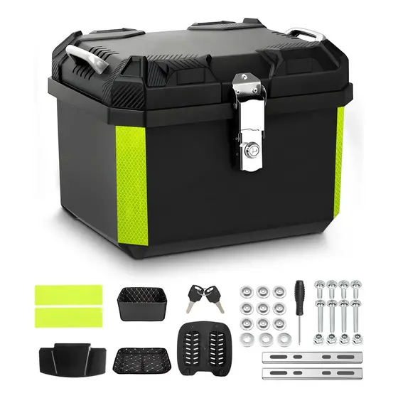 Baú 45l Reforçado Preto Bauleto Bagageiro Universal +suporte