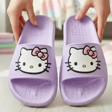 Slide Chinelo Nuvem Hello Gatinha  Leve Básico  Charmosa  Moda Meninas Escolas Cores Festas Estilo