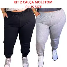 Garanta Já Seu Kit com 2 Calças Moletom Jogger Plus Size Super Quente, Modelagem Perfeita em Oferta