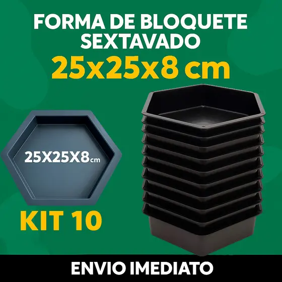 10 Kit e 5 Kit Formas de Bloquete Liso Forma Sextavada Para Construção Grande Concreto Envio Ja kits de 55 e 10
