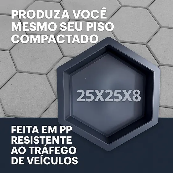 Forma de Bloquete Premium Bloco Sextavado Construção Liso Grande Concreto Hexagonal Envio Imediato