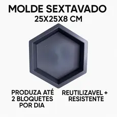Forma Plastica Sextavada Hexagonal Forma de Bloquete Liso 25x25x8 Molde Tijolo Bloco Envio Imediato