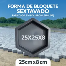 Forma Piso Bloquete Plastica 25x25x8 Sextavado Liso Hexagonal Para Calçadas e Ruas Envio Imediato