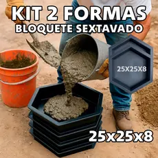 Forma Bloquete Kit Com 2 Premium Bloco Para Fabricar Bloco Pavimento Calçada Concreto Hexagono Envio