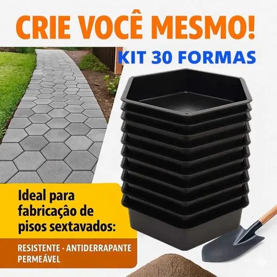 Forma Piso Kit 30 Formas De Bloquete Bloco Hexagonal Para Construção Liso Grande Concreto Hexagonal Envio Ja
