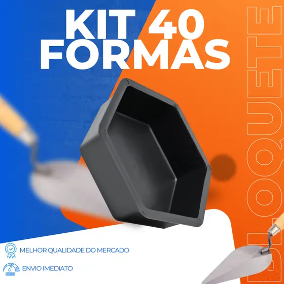 Kit 40 Formas Bloquete Sextavado Hexagonal 25x25x8 Forma Para Construção Lisa Grande Envio Imediato