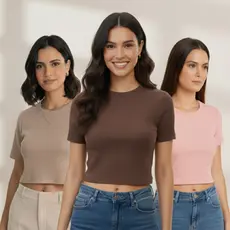 Blusinha Cropped Feminina Básica Ribana Canelada Premium elegante