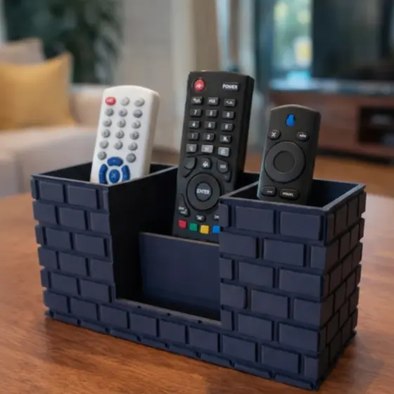 Porta Controle Lapis Organizador Multiuso Escritorio Casa Plastico Preto 3D