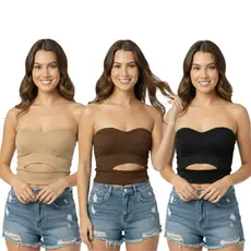 Kit 3 Cropped Bojo Feminina Básica Ribana Canelada Premium elegante